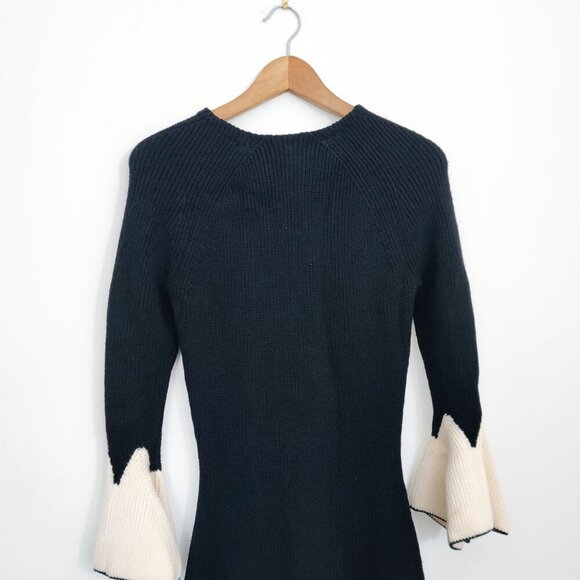 Alexander McQueen Merino Wool Bell Sleeve Colorblock Knit Dress Small - Picture 7 of 11